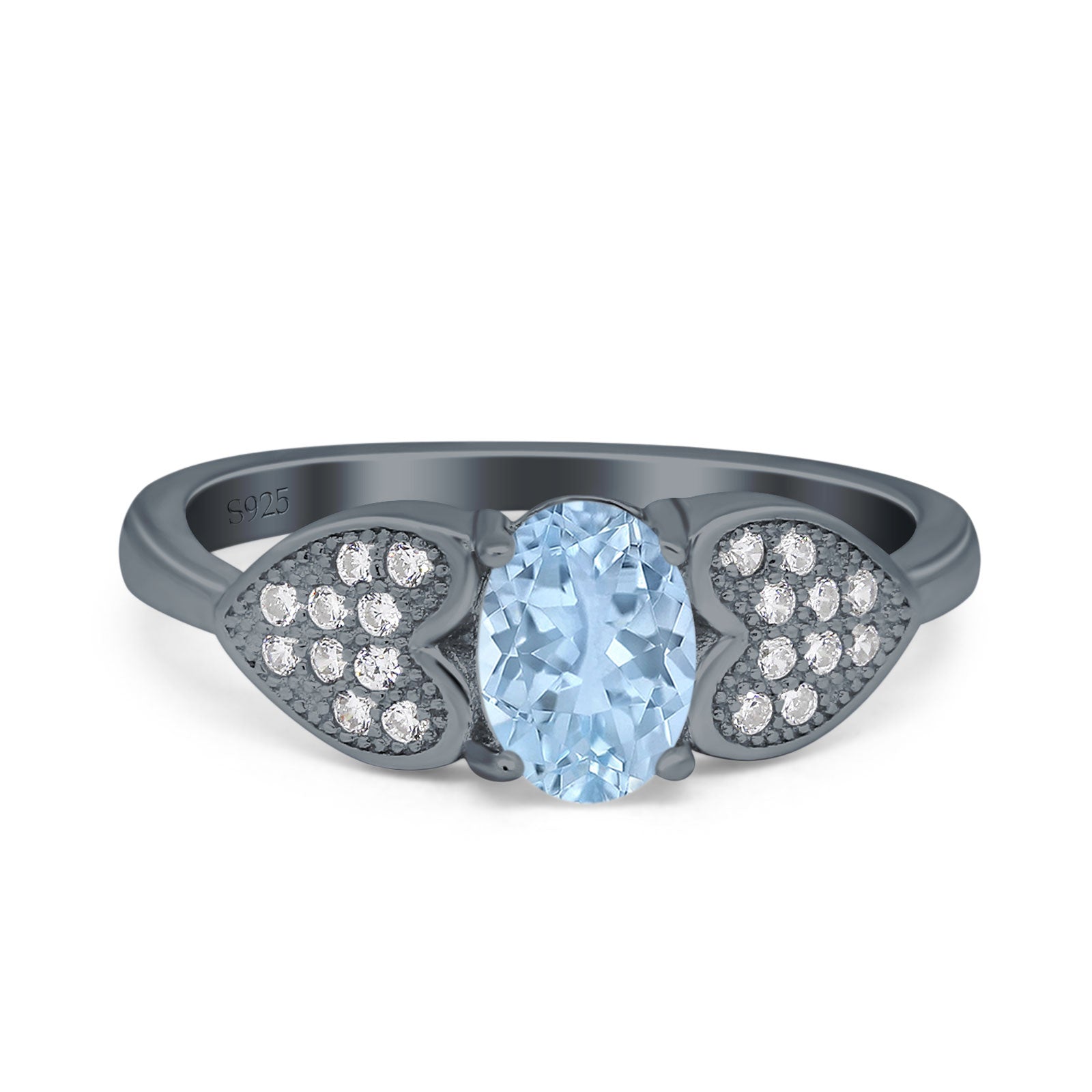 Art Deco Oval Natural Stone Promise Ring