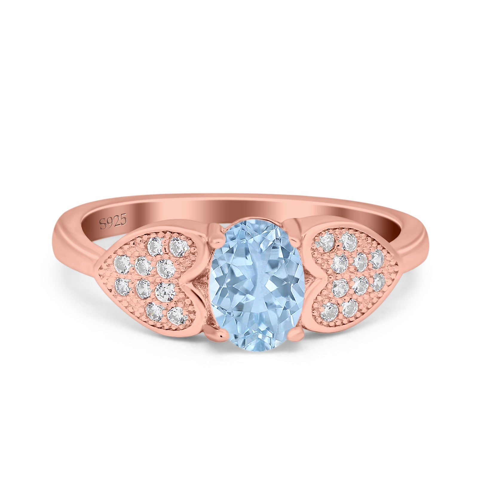 Art Deco Oval Natural Stone Promise Ring