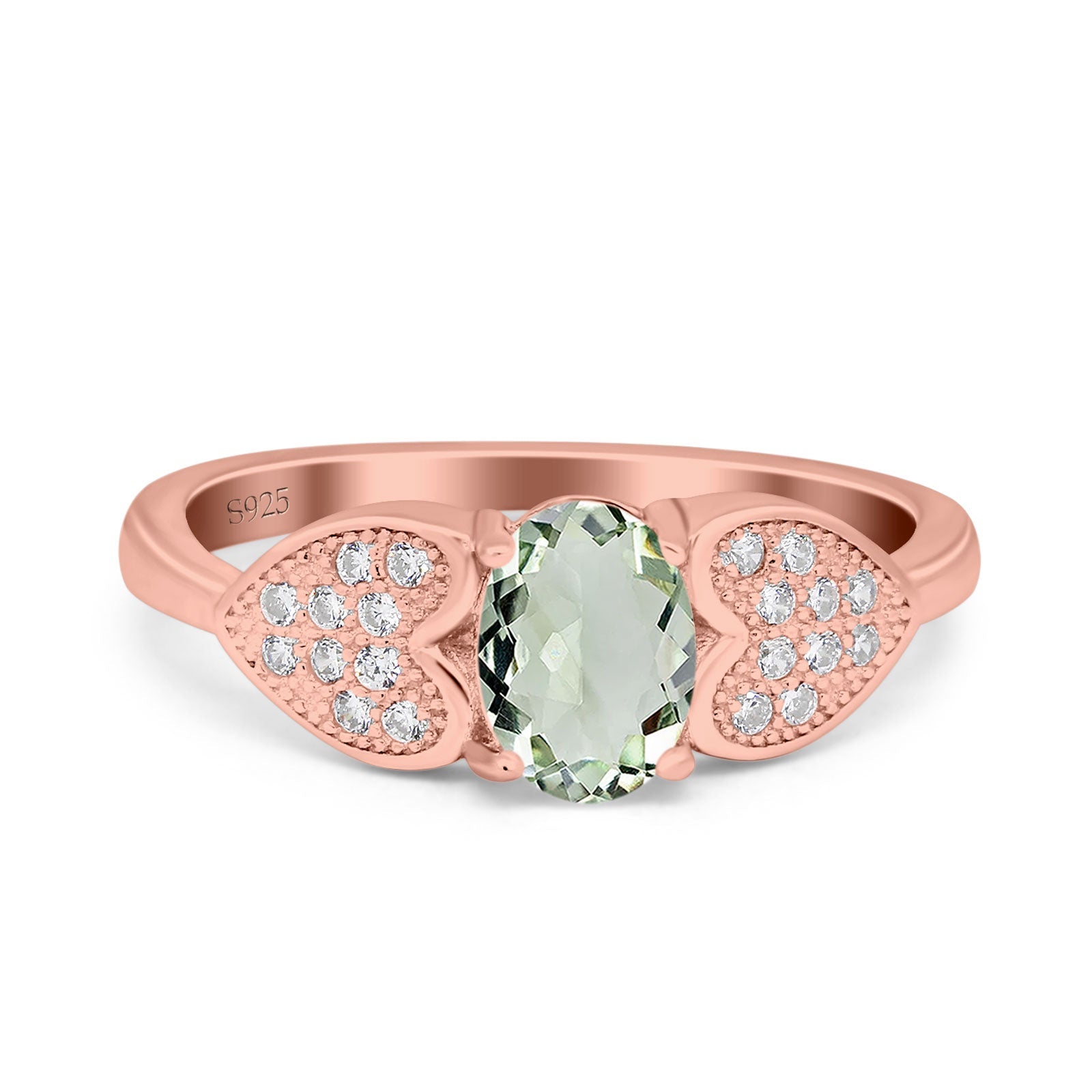 Art Deco Oval Natural Stone Promise Ring