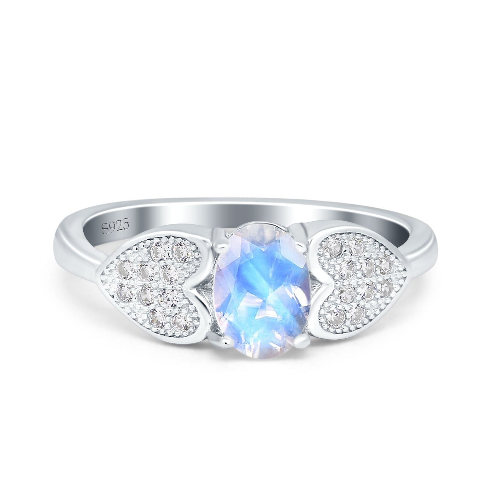 Art Deco Oval Natural Stone Promise Ring