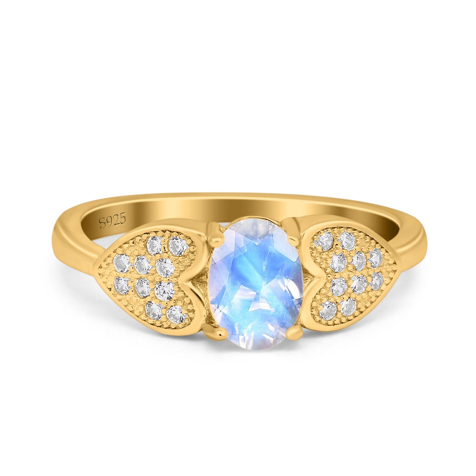 Art Deco Oval Natural Stone Promise Ring