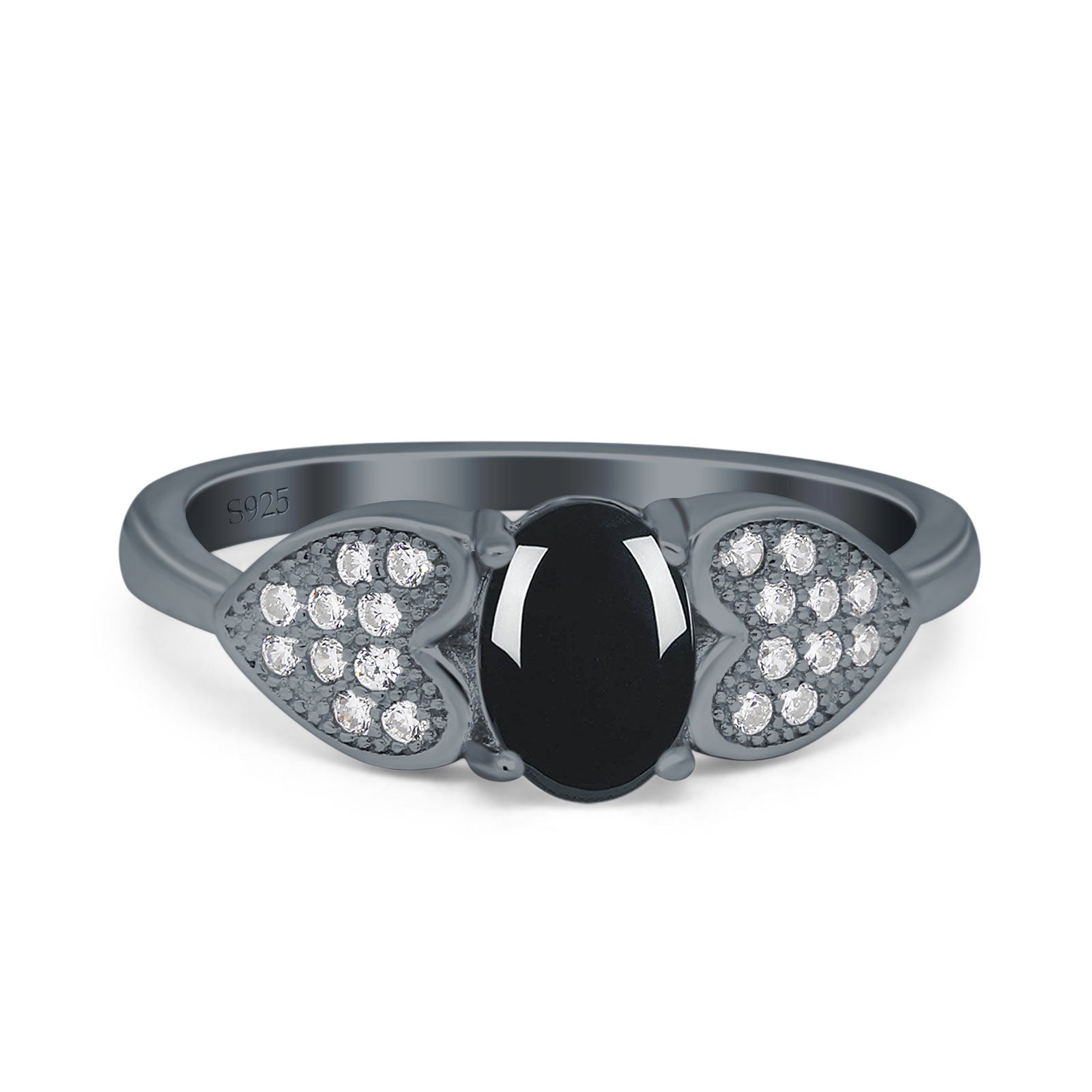 Art Deco Oval Natural Stone Promise Ring