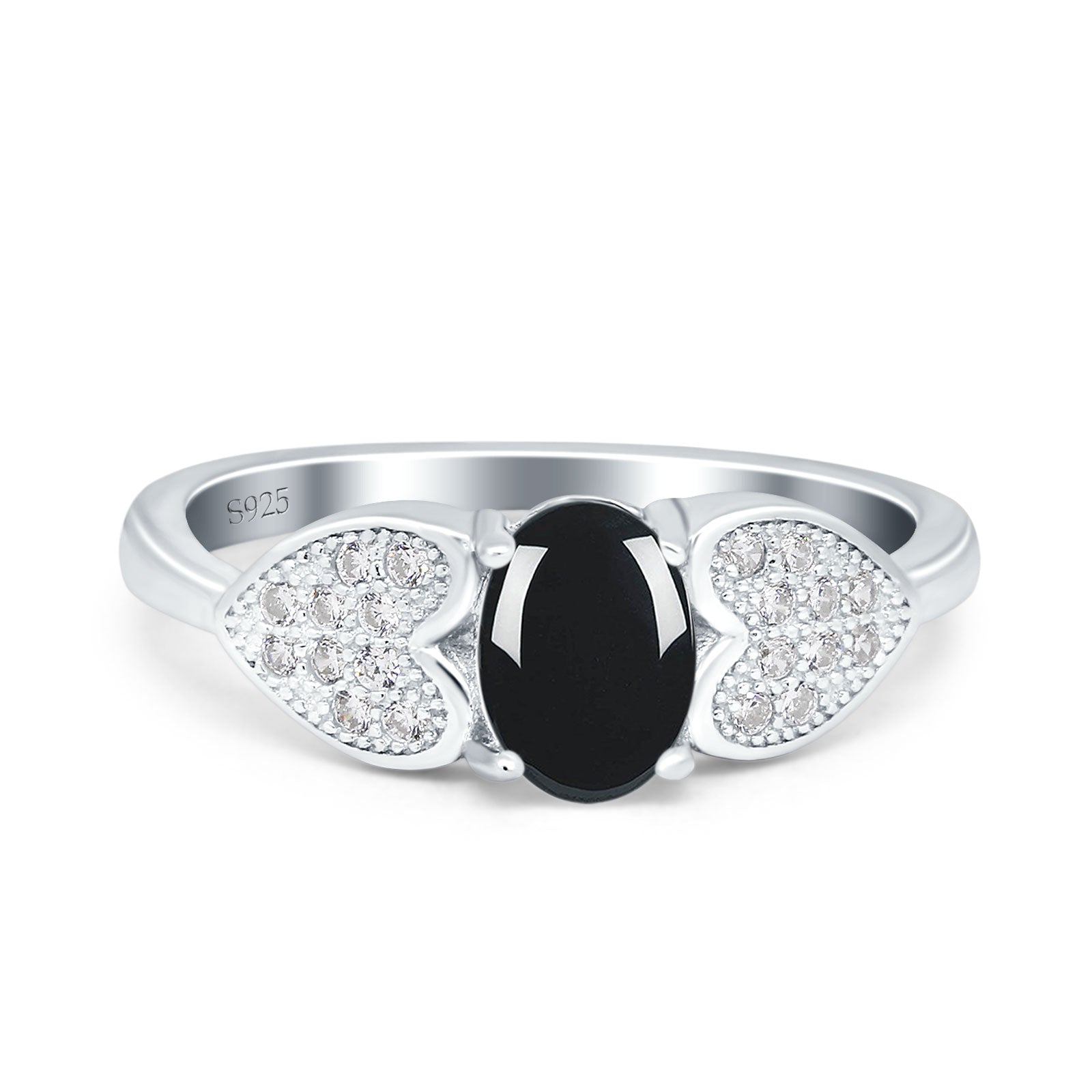 Art Deco Oval Natural Stone Promise Ring