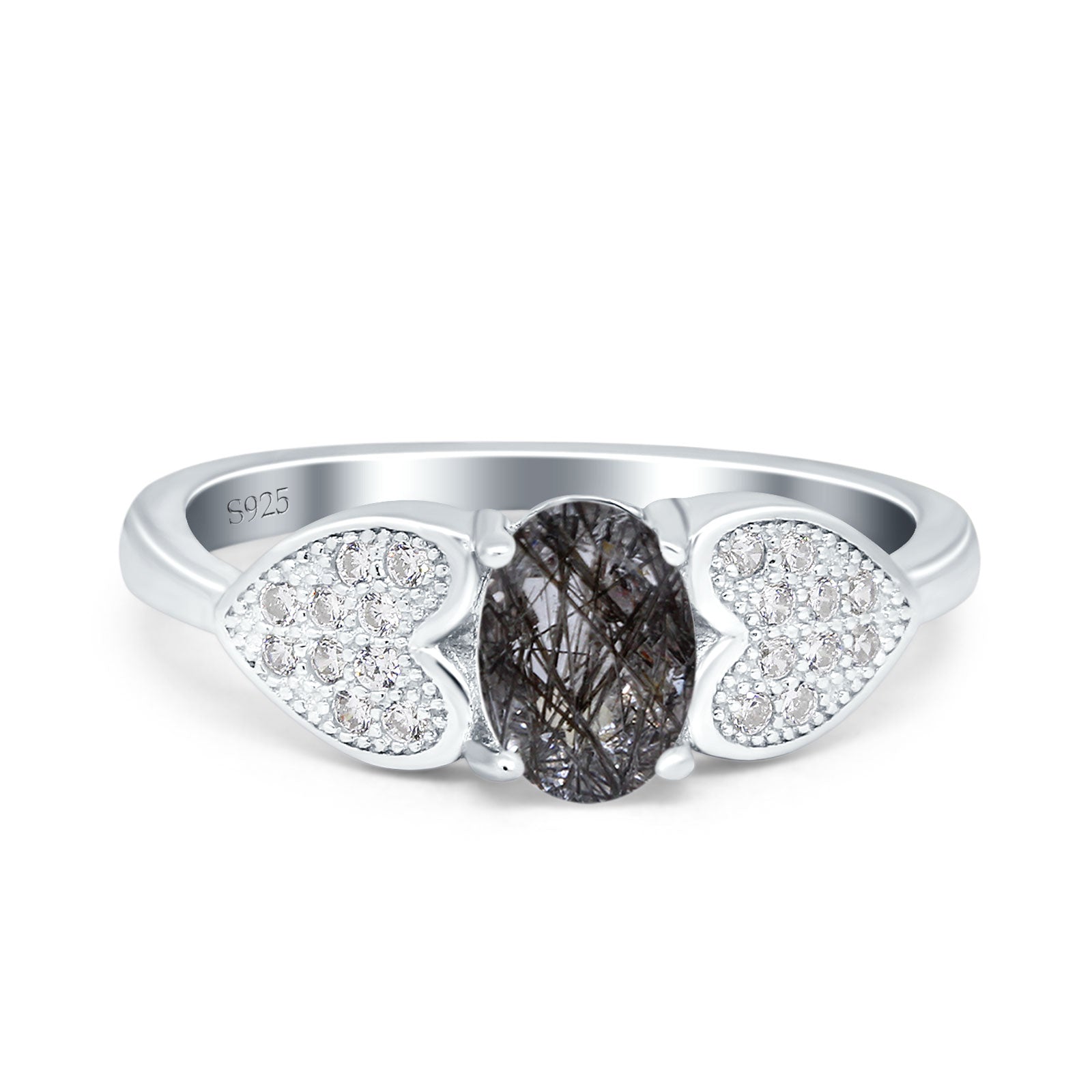 Art Deco Oval Natural Stone Promise Ring