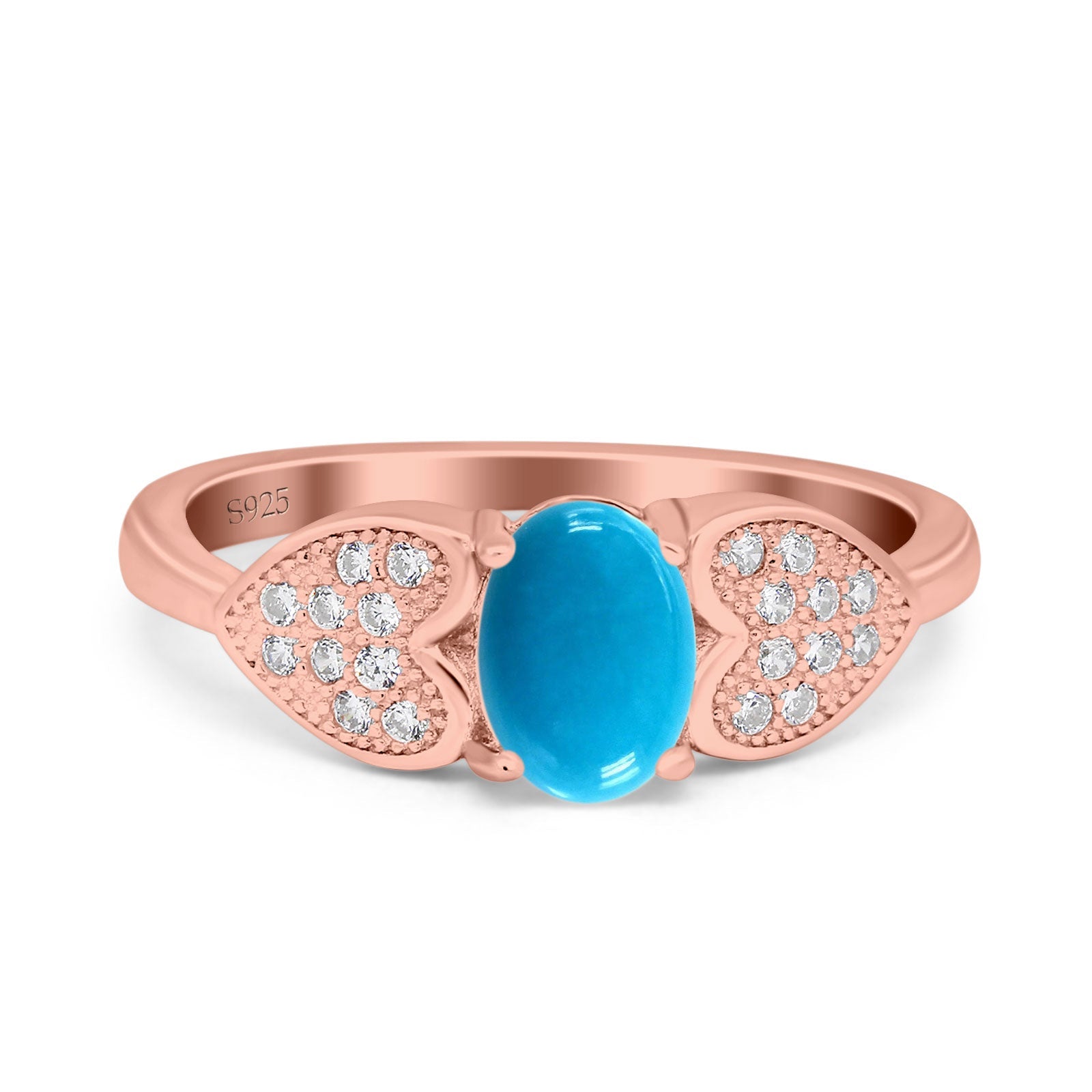 Art Deco Oval Natural Stone Promise Ring