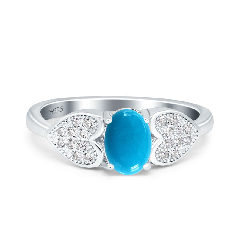 Art Deco Oval Natural Stone Promise Ring