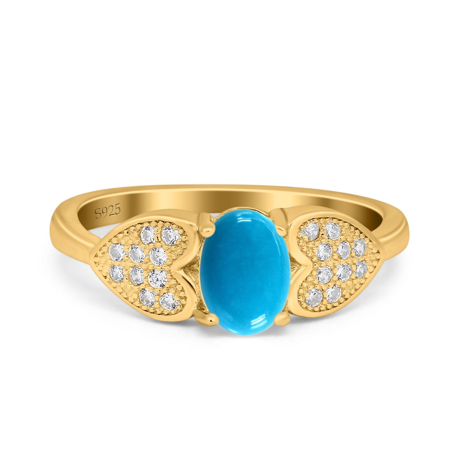Art Deco Oval Natural Stone Promise Ring