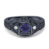 Art Deco Round Natural Stone Filigree Ring