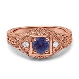 Art Deco Round Natural Stone Filigree Ring