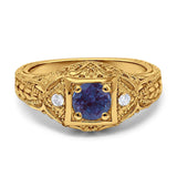 Art Deco Round Natural Stone Filigree Ring