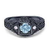 Art Deco Round Natural Stone Filigree Ring