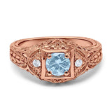 Art Deco Round Natural Stone Filigree Ring