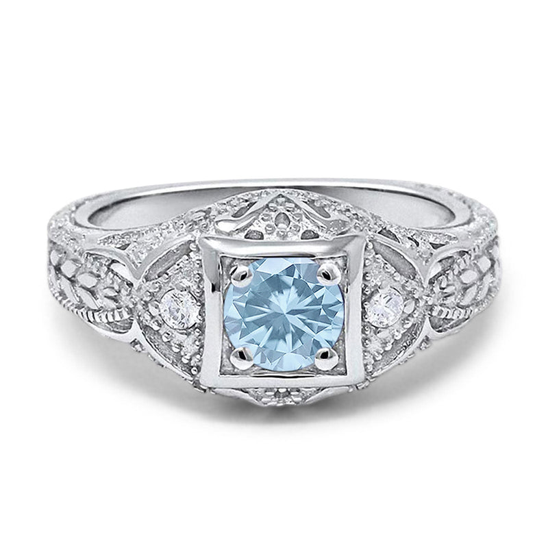 Art Deco Round Natural Stone Filigree Ring
