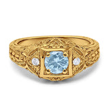 Art Deco Round Natural Stone Filigree Ring
