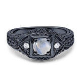 Art Deco Round Natural Stone Filigree Ring