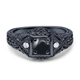 Art Deco Round Natural Stone Filigree Ring