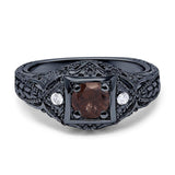 Art Deco Round Natural Stone Filigree Ring