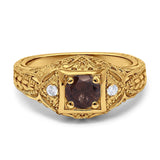 Art Deco Round Natural Stone Filigree Ring