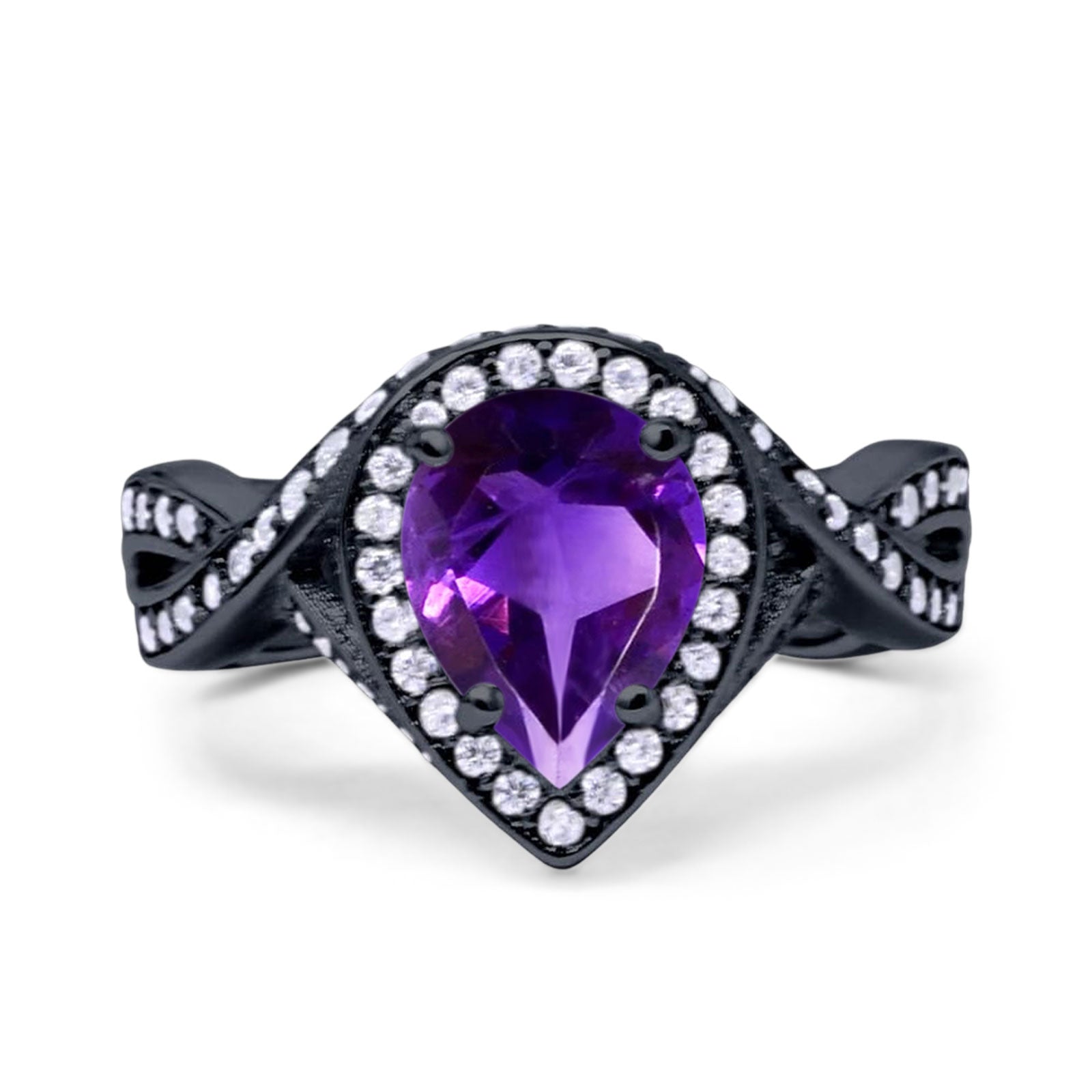Pear Teardrop Natural Stone Twisted Ring