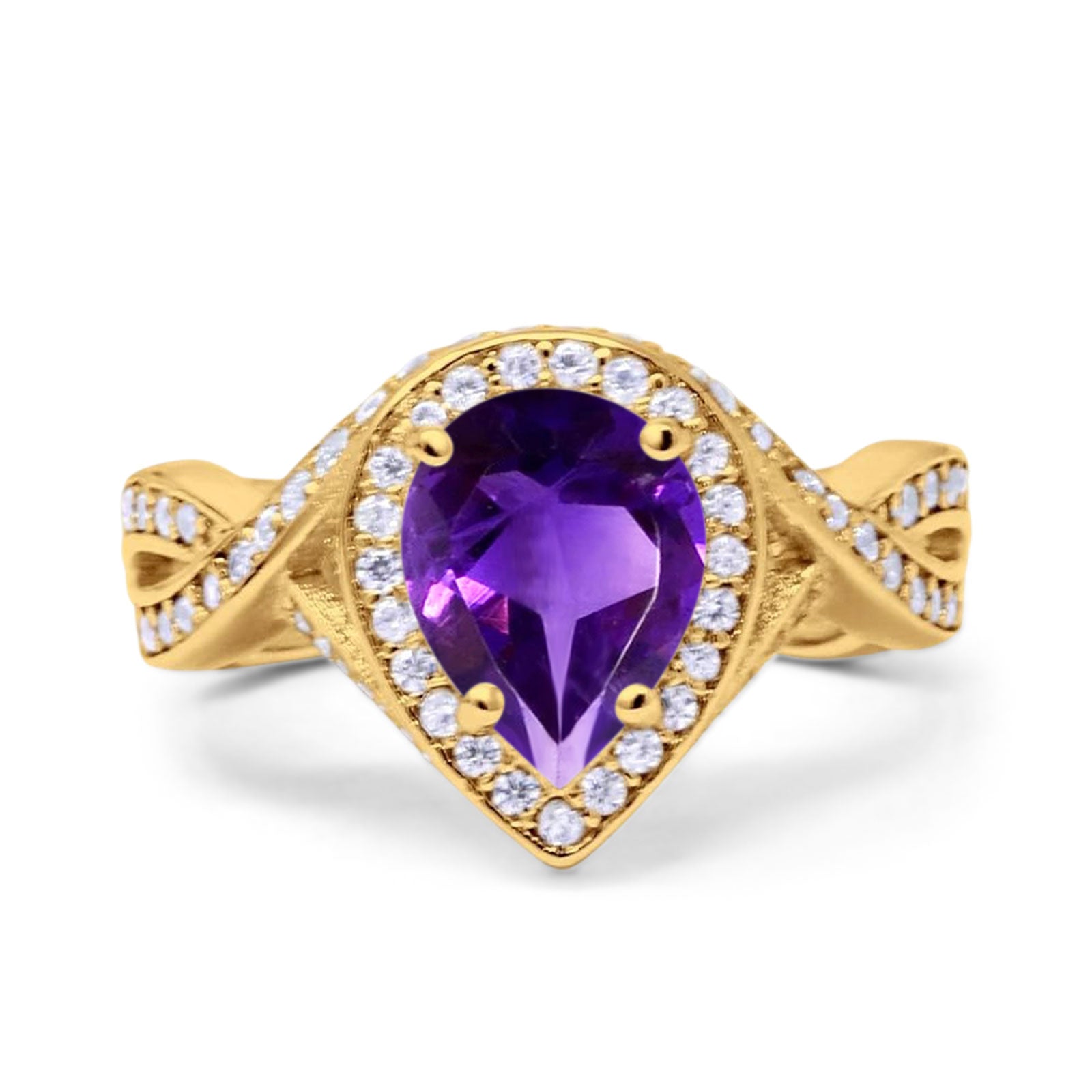 Pear Teardrop Natural Stone Twisted Ring