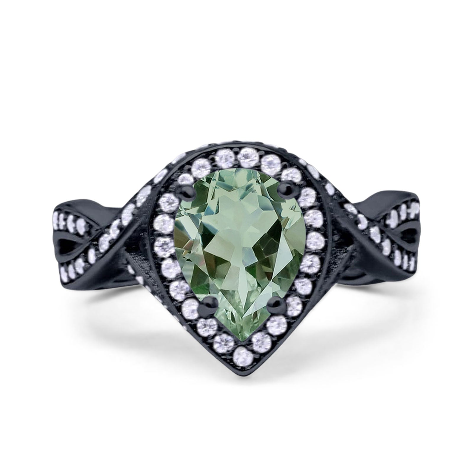 Pear Teardrop Natural Stone Twisted Ring