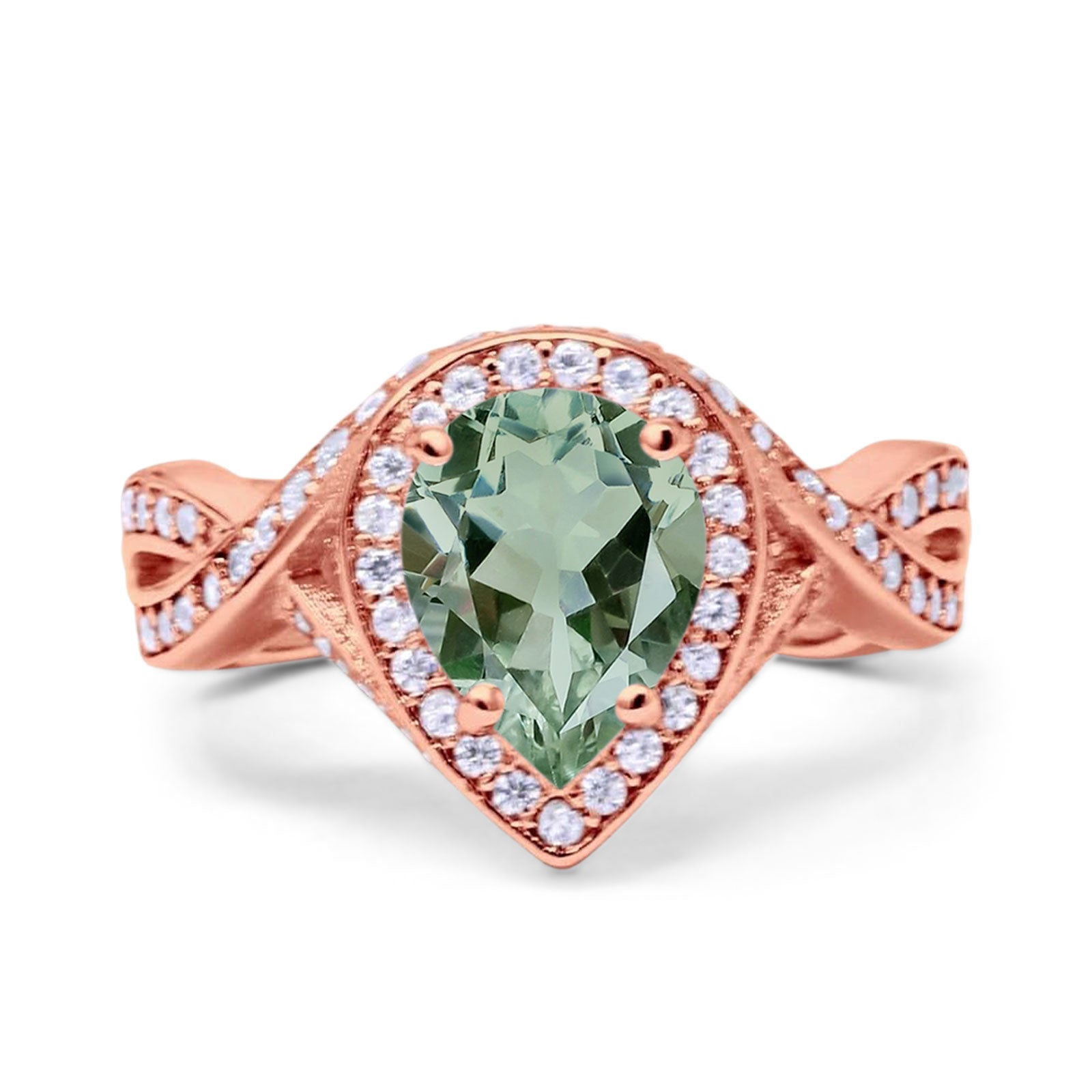 Pear Teardrop Natural Stone Twisted Ring