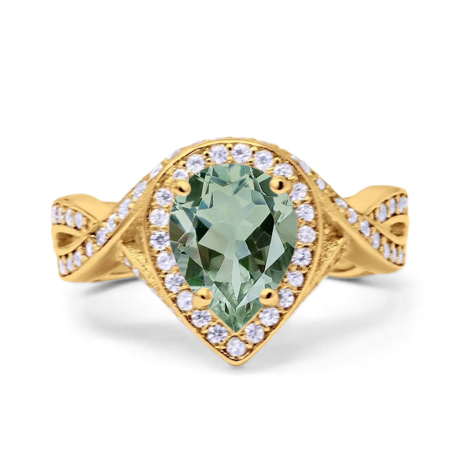 Pear Teardrop Natural Stone Twisted Ring