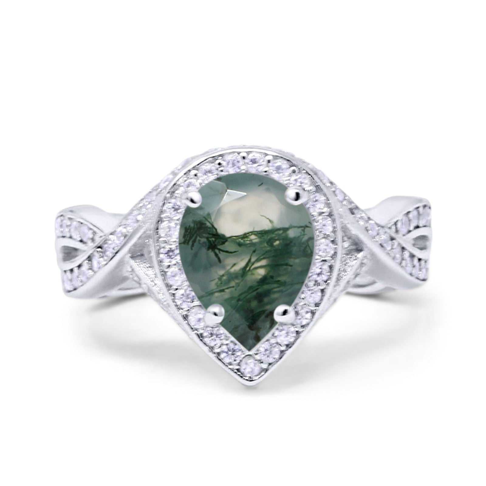 Pear Teardrop Natural Stone Twisted Ring