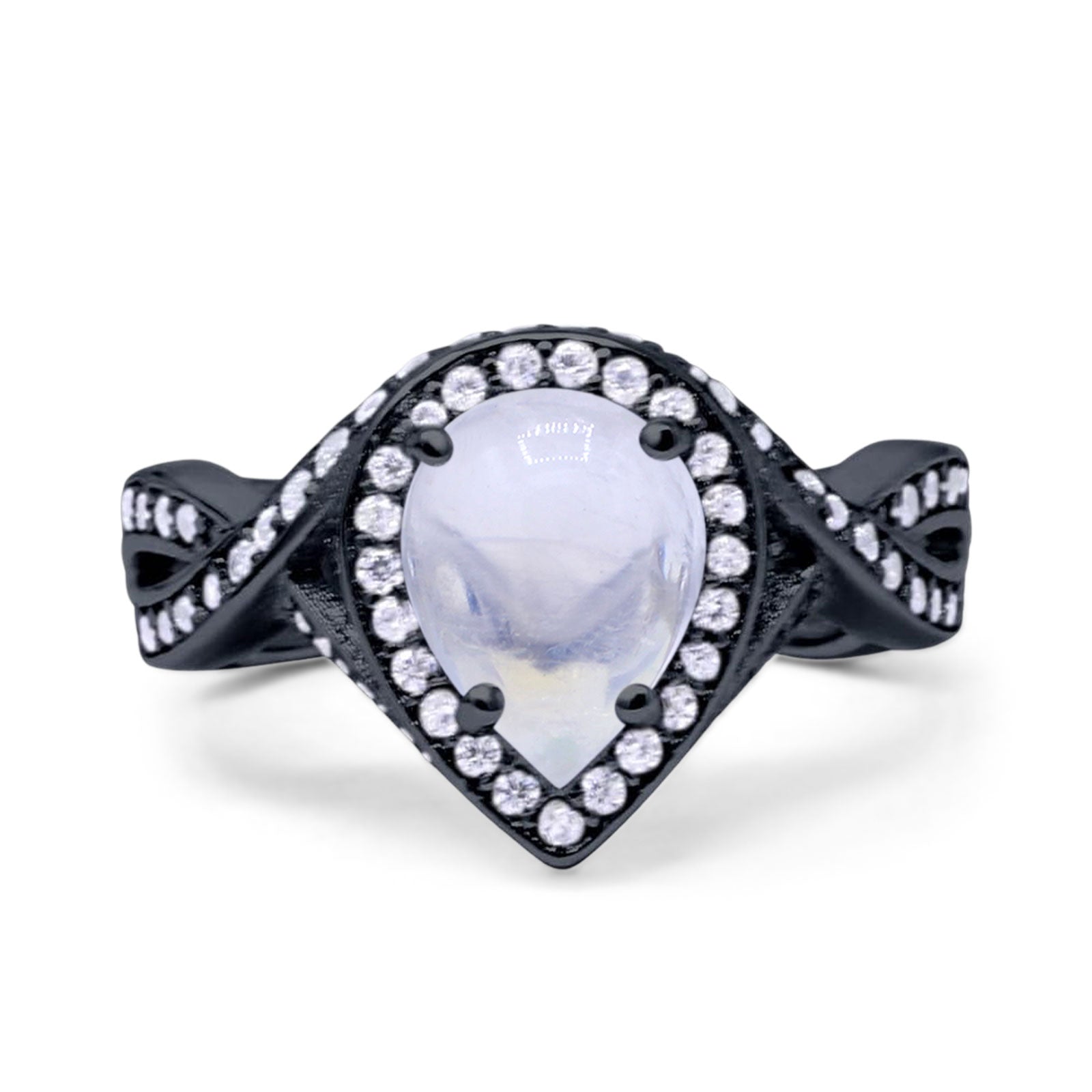 Pear Teardrop Natural Stone Twisted Ring