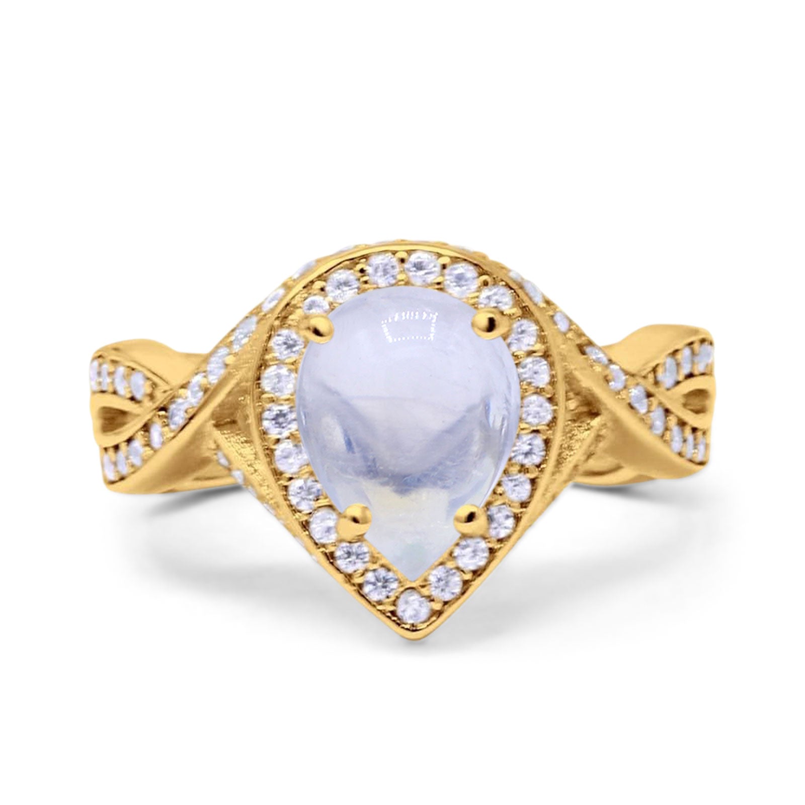 Pear Teardrop Natural Stone Twisted Ring
