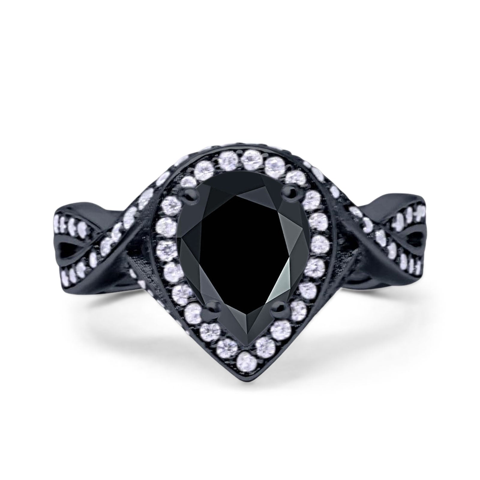 Pear Teardrop Natural Stone Twisted Ring