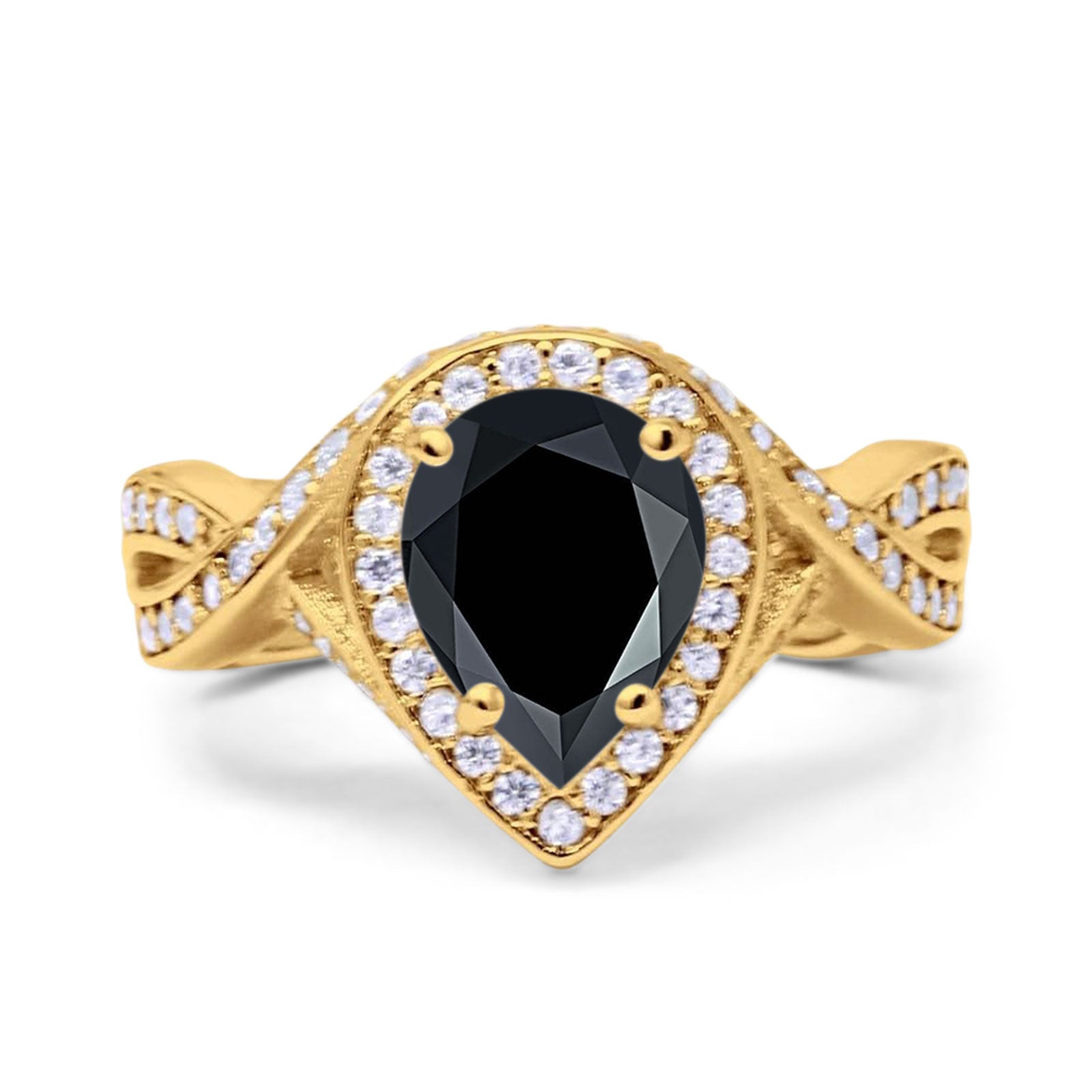 Pear Teardrop Natural Stone Twisted Ring