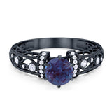 Art Deco Round Natural Stone Floral Ring