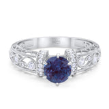 Art Deco Round Natural Stone Floral Ring