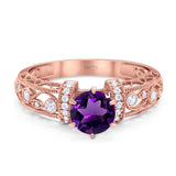 Art Deco Round Natural Stone Floral Ring