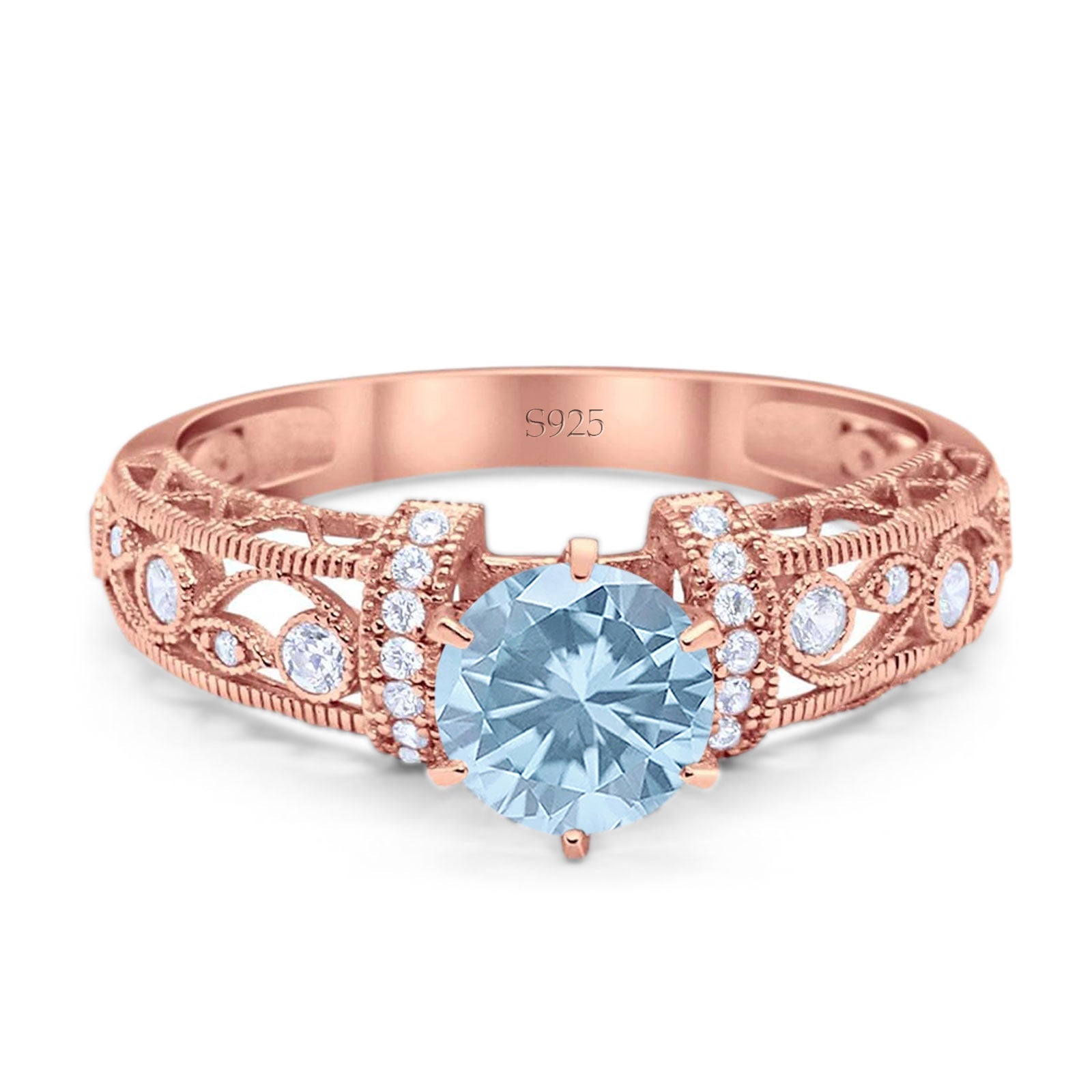 Art Deco Round Natural Stone Floral Ring