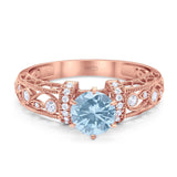 Art Deco Round Natural Stone Floral Ring