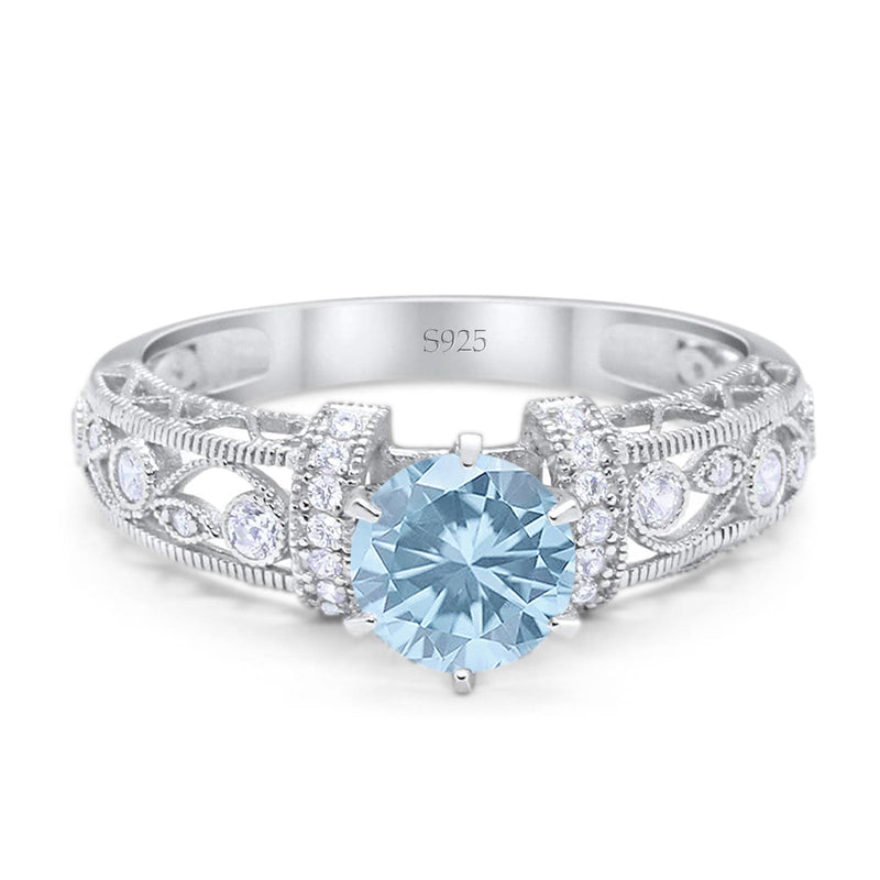 Art Deco Round Natural Stone Floral Ring