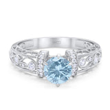Art Deco Round Natural Stone Floral Ring