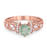 Art Deco Round Natural Stone Floral Ring