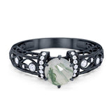 Art Deco Round Natural Stone Floral Ring