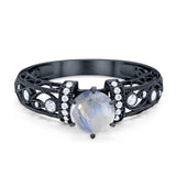 Art Deco Round Natural Stone Floral Ring