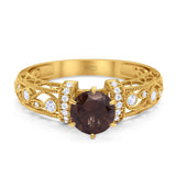 Art Deco Round Natural Stone Floral Ring