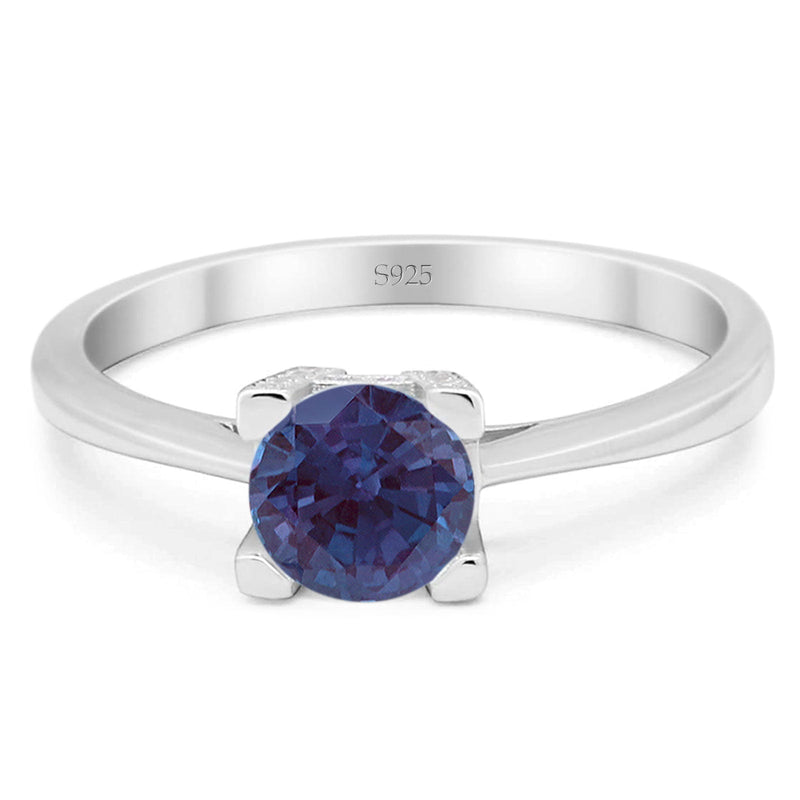 Minimalist Round Natural Stone Solitaire Ring