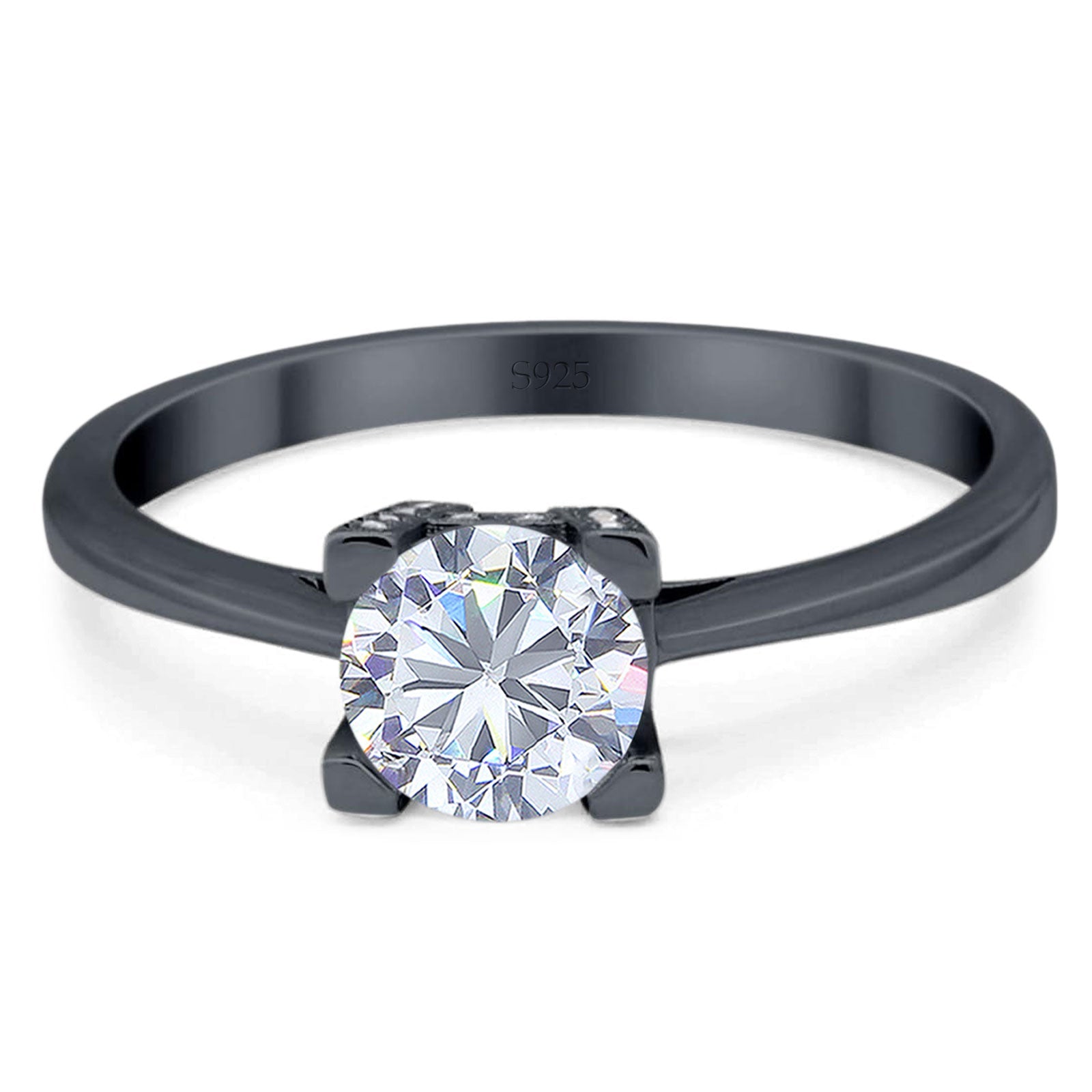 Minimalist Round Natural Stone Solitaire Ring