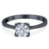 Minimalist Round Natural Stone Solitaire Ring
