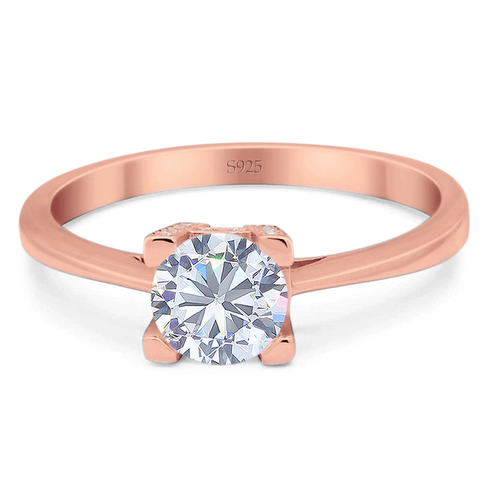 Minimalist Round Natural Stone Solitaire Ring