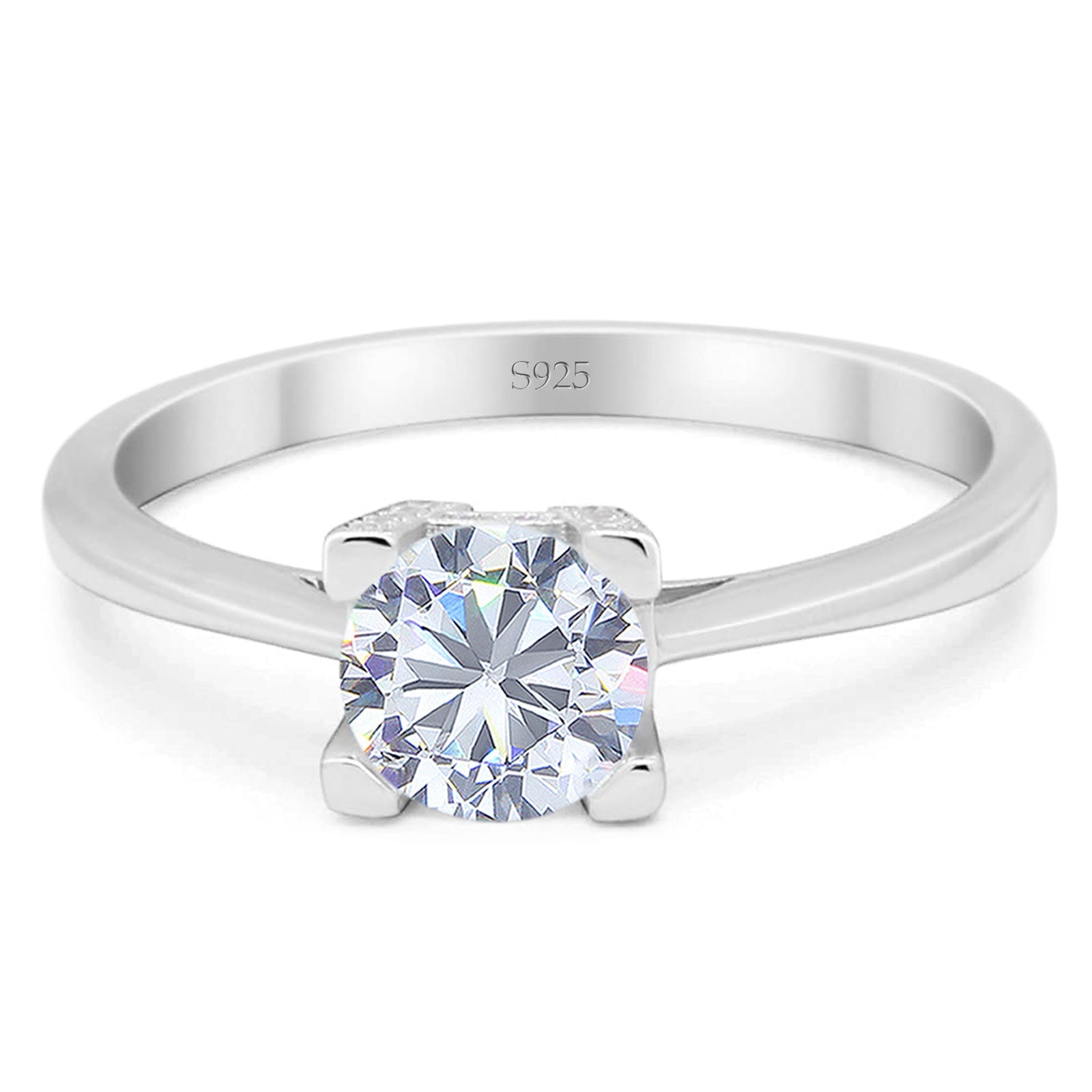 Minimalist Round Natural Stone Solitaire Ring