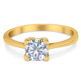 Minimalist Round Natural Stone Solitaire Ring