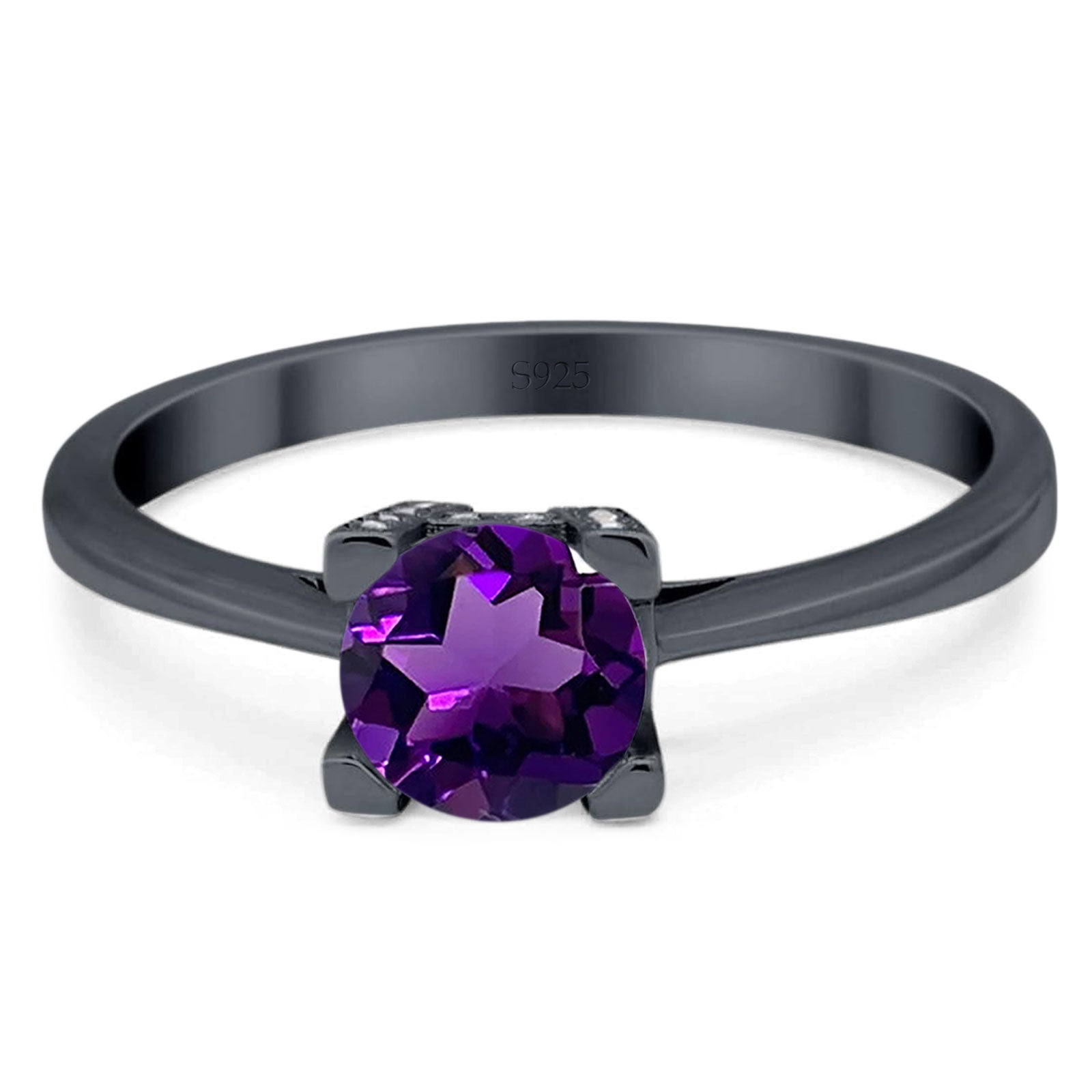 Minimalist Round Natural Stone Solitaire Ring